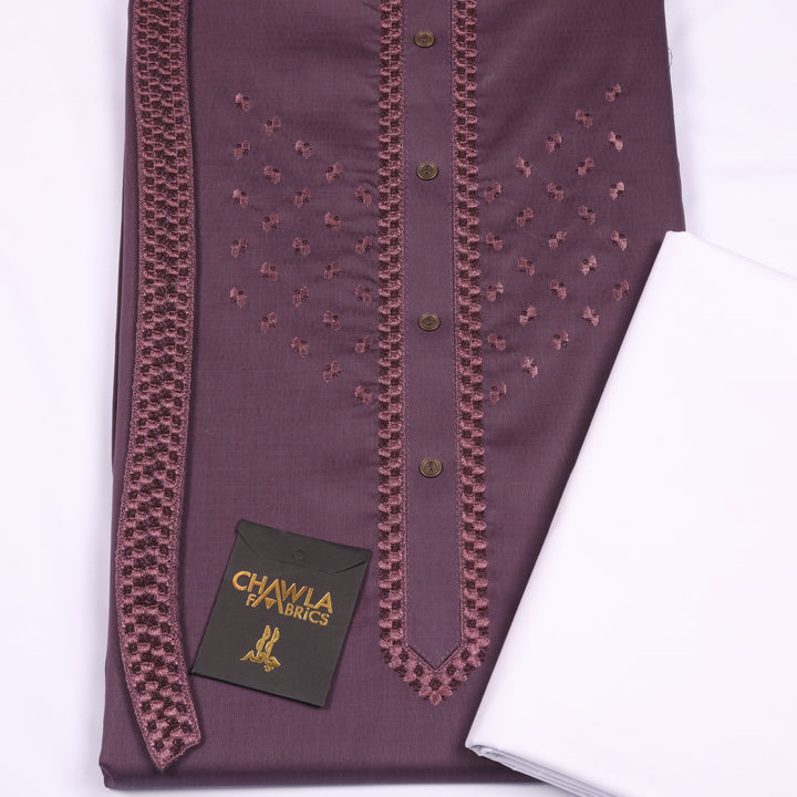 Kenwood Cotton Kurta Embroidery Design # 163 - Chawla Fabrics