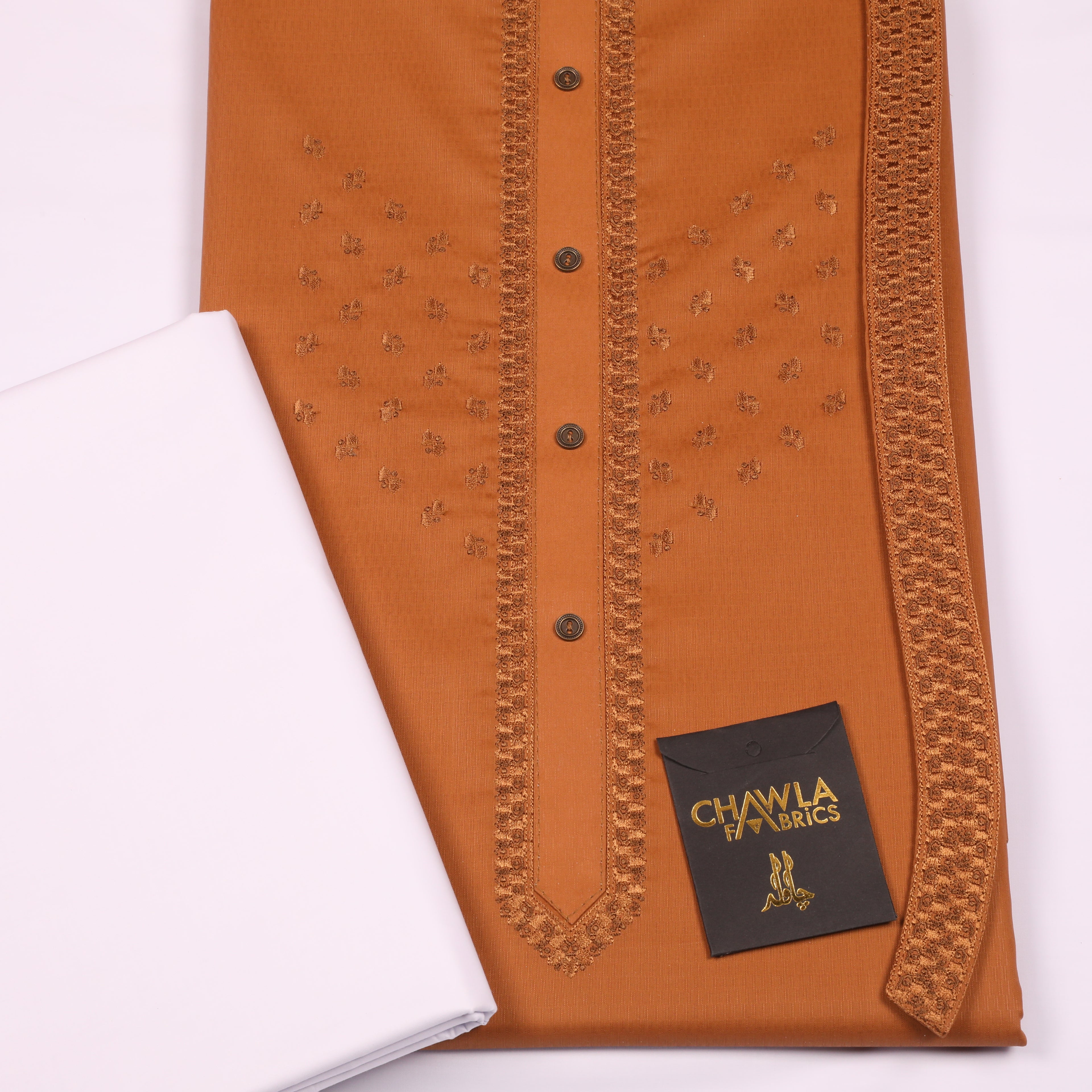 Kenwood Cotton Kurta Embroidery Design # 163 - Chawla Fabrics