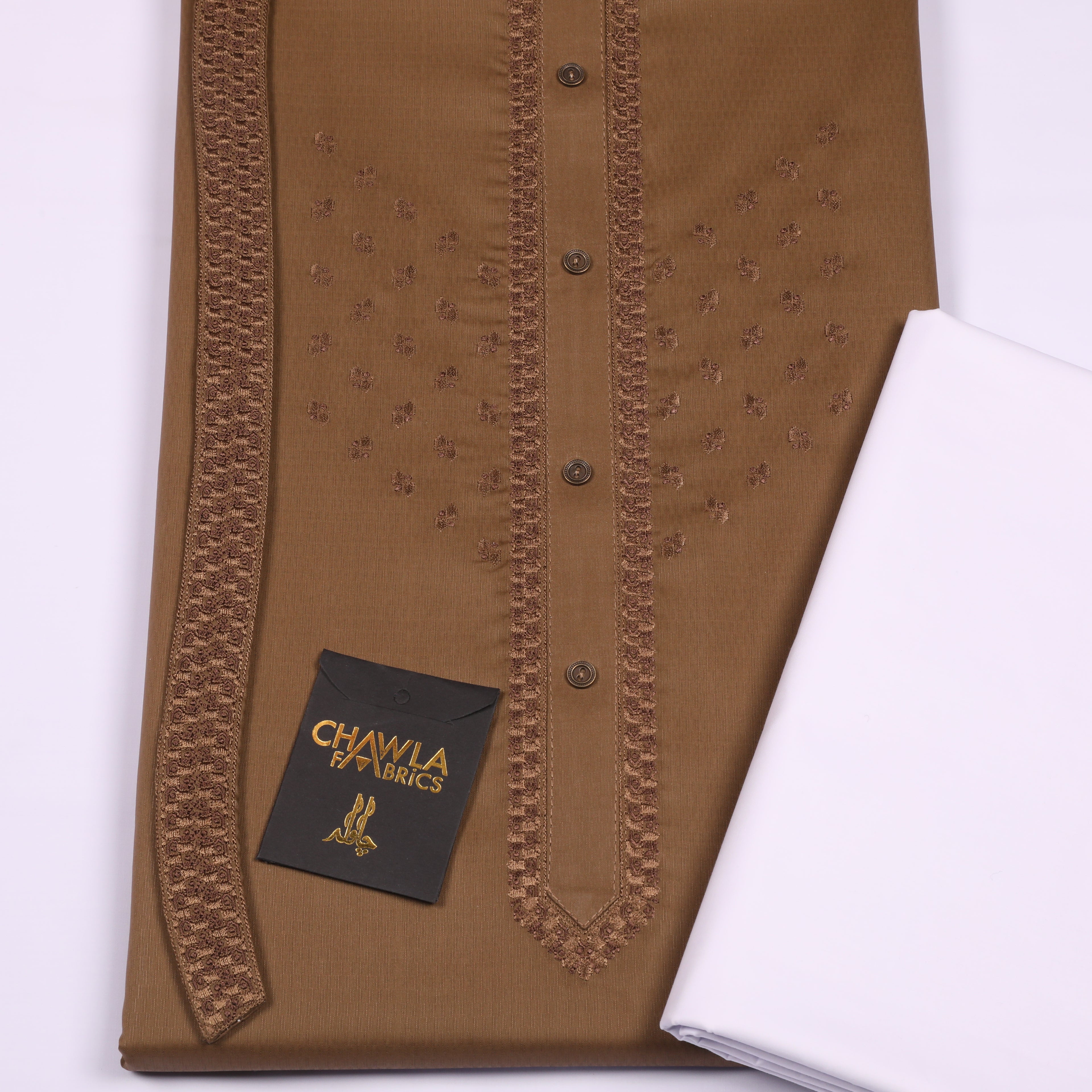 Kenwood Cotton Kurta Embroidery Design # 163 - Chawla Fabrics