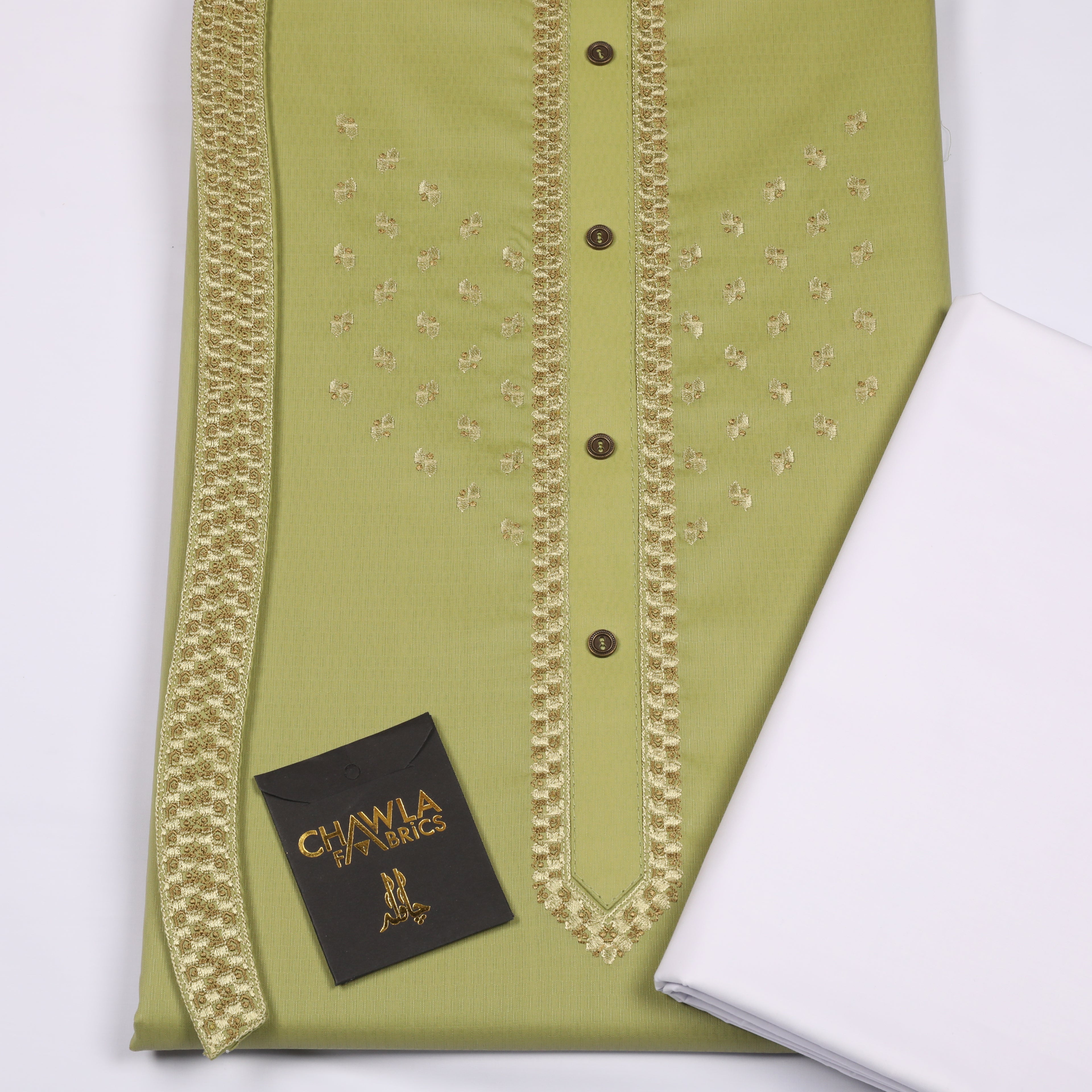 Kenwood Cotton Kurta Embroidery Design # 163 - Chawla Fabrics