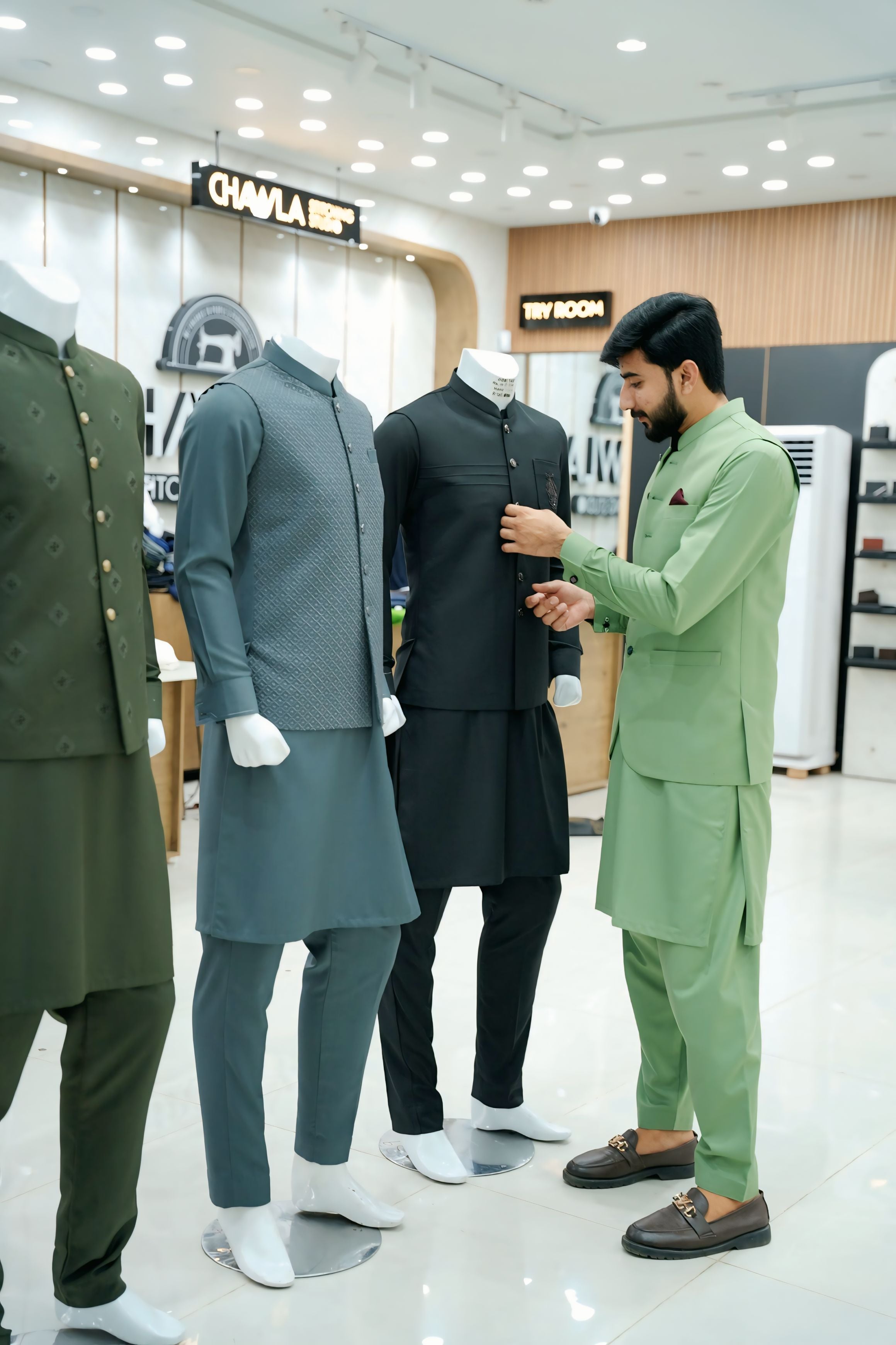 Sage Royal Stiched Wash & Wear Suit