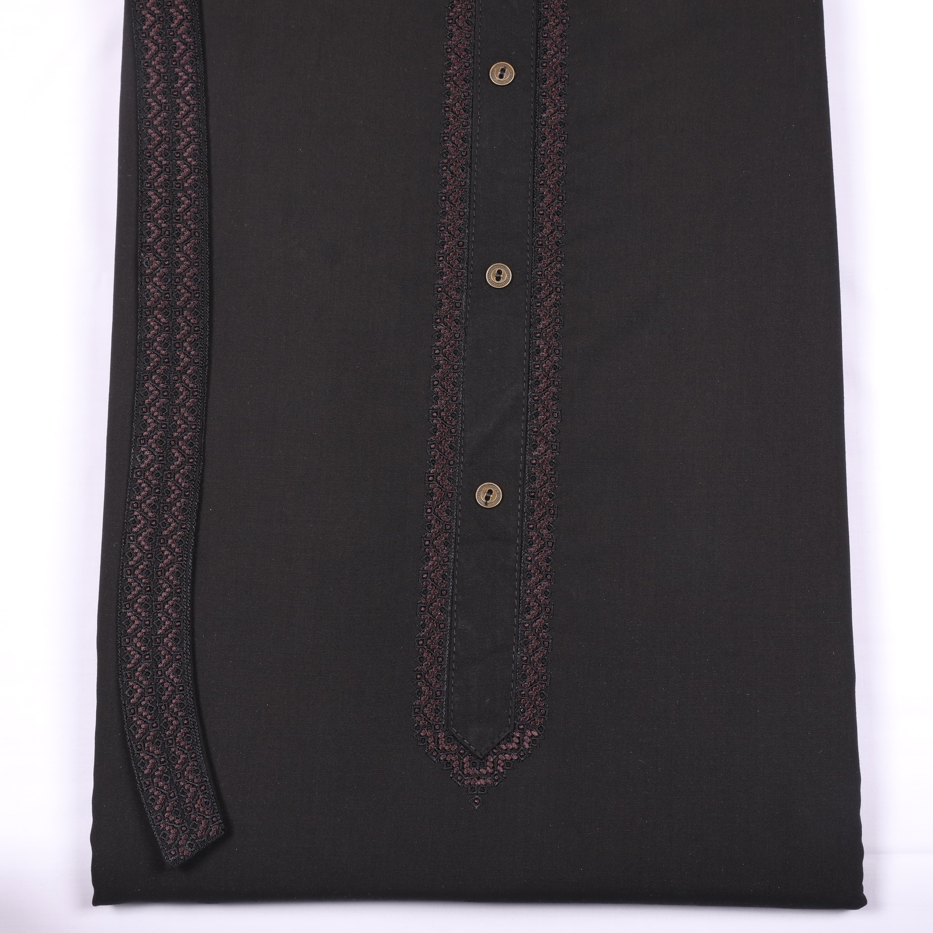 Rustam Black Suit Embroidery Wash & Wear - Chawla Fabrics