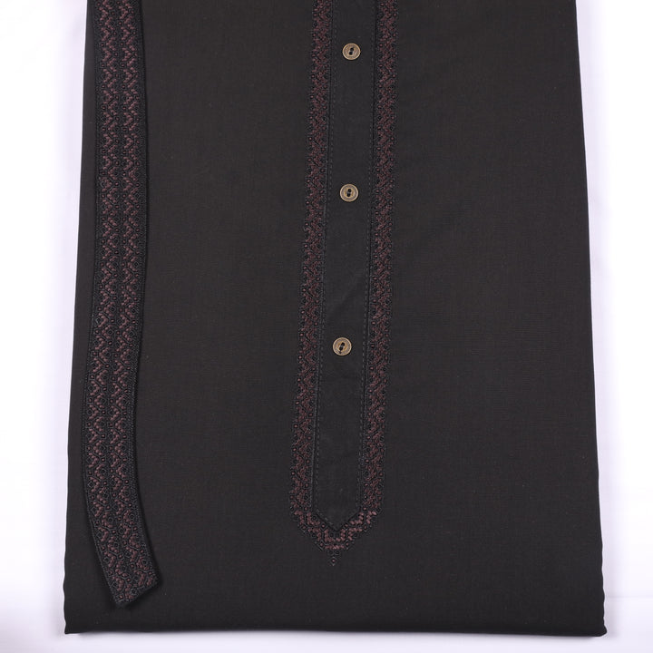 Rustam Black Suit Embroidery Wash & Wear - Chawla Fabrics