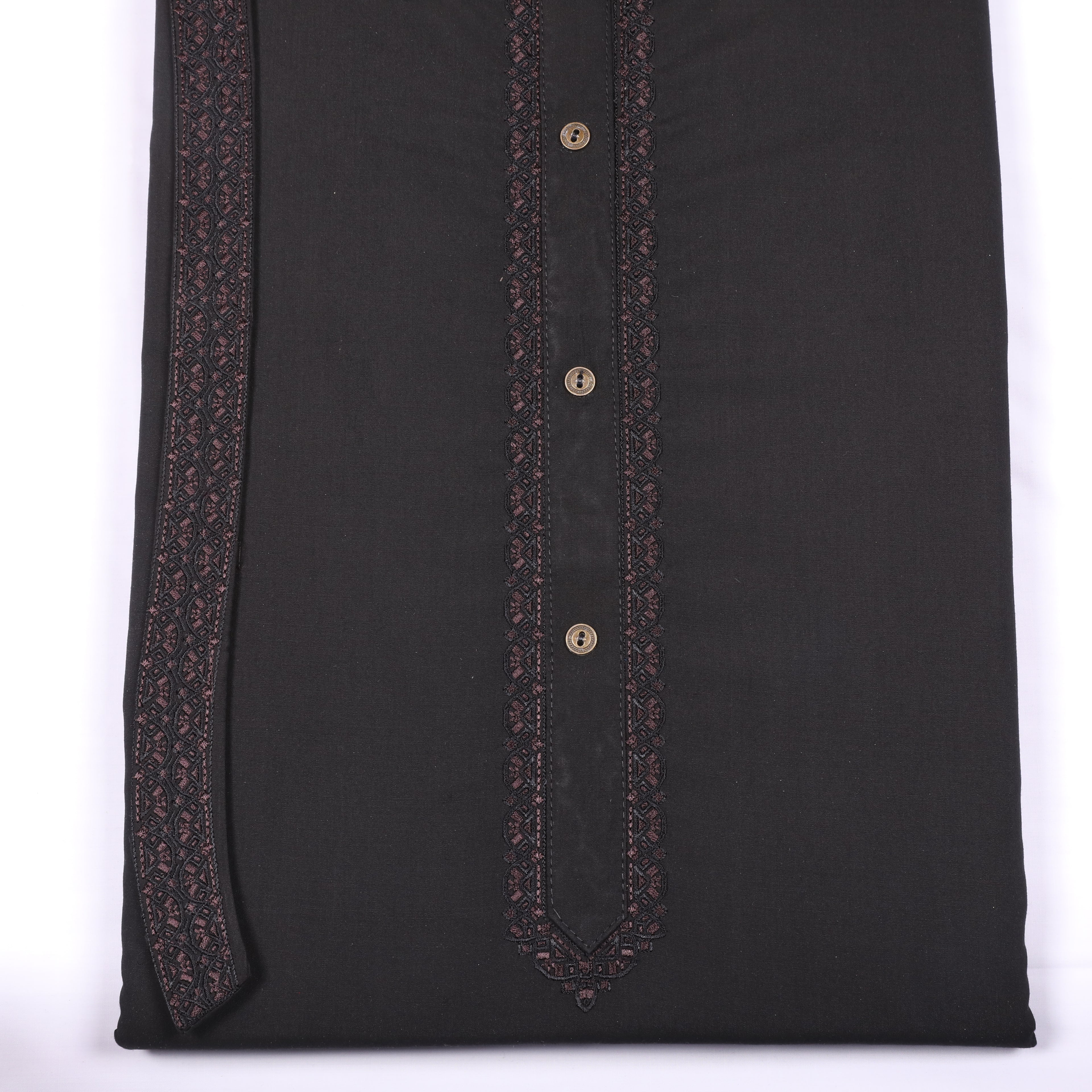 Rustam Black Suit Embroidery Wash & Wear - Chawla Fabrics