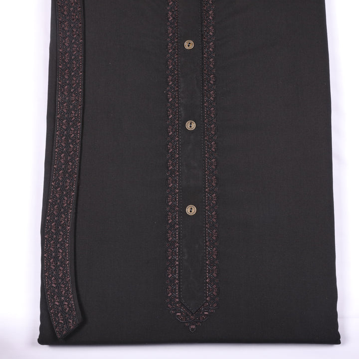 Rustam Black Suit Embroidery Wash & Wear - Chawla Fabrics