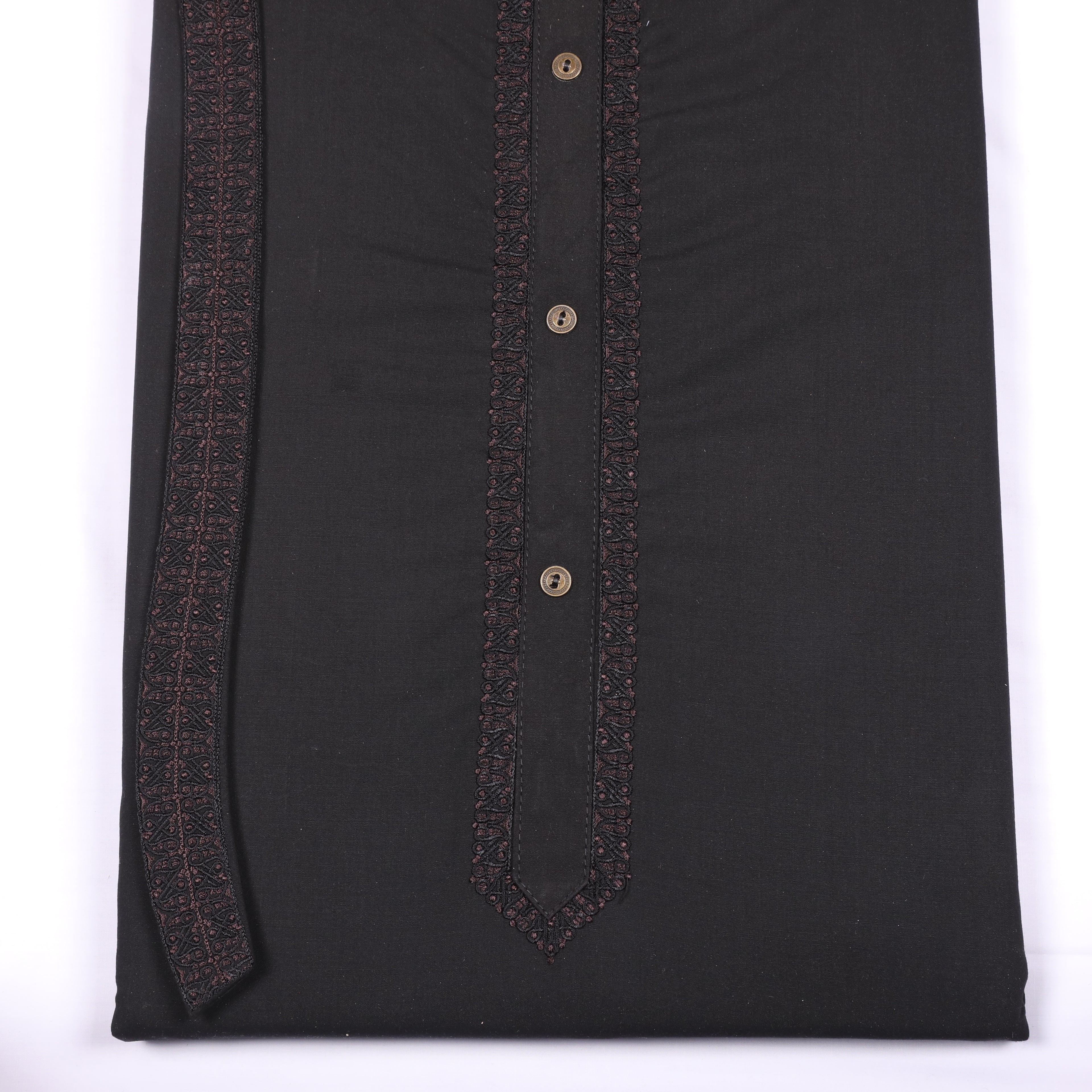 Rustam Black Suit Embroidery Wash & Wear - Chawla Fabrics