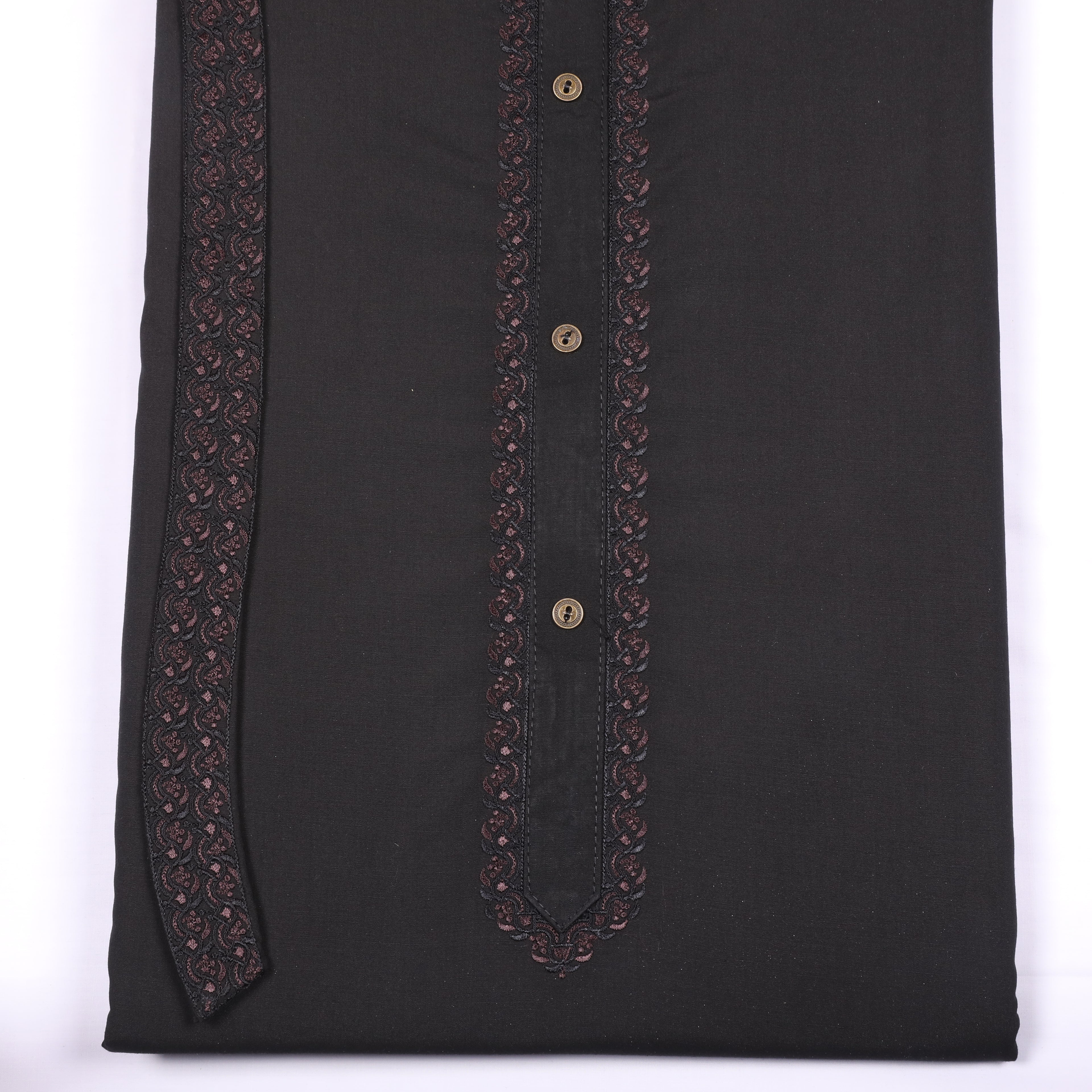 Rustam Black Suit Embroidery Wash & Wear - Chawla Fabrics