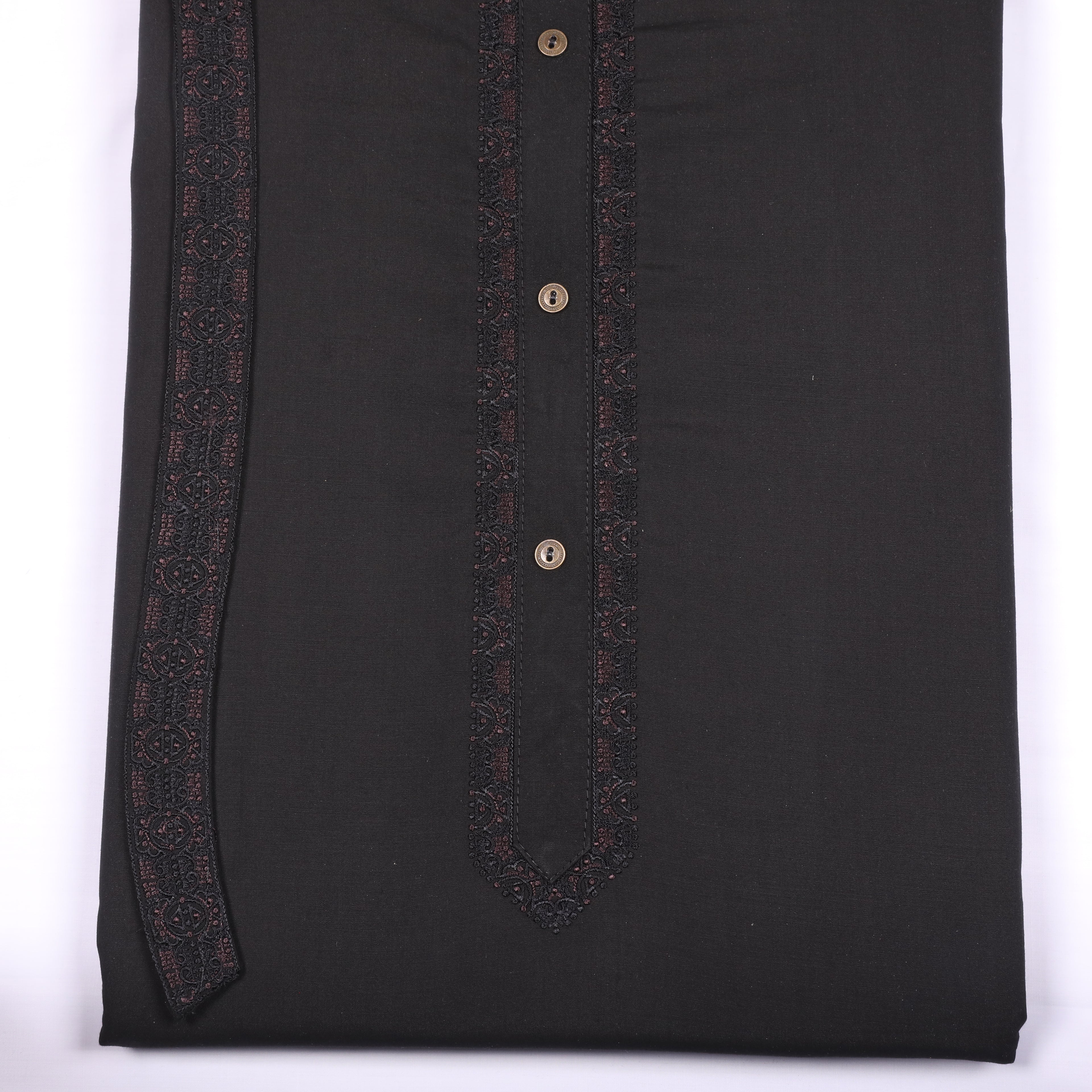 Rustam Black Suit Embroidery Wash & Wear - Chawla Fabrics