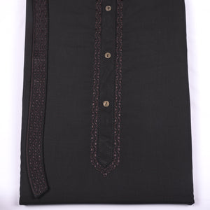 Rustam Black Suit Embroidery Wash & Wear - Chawla Fabrics