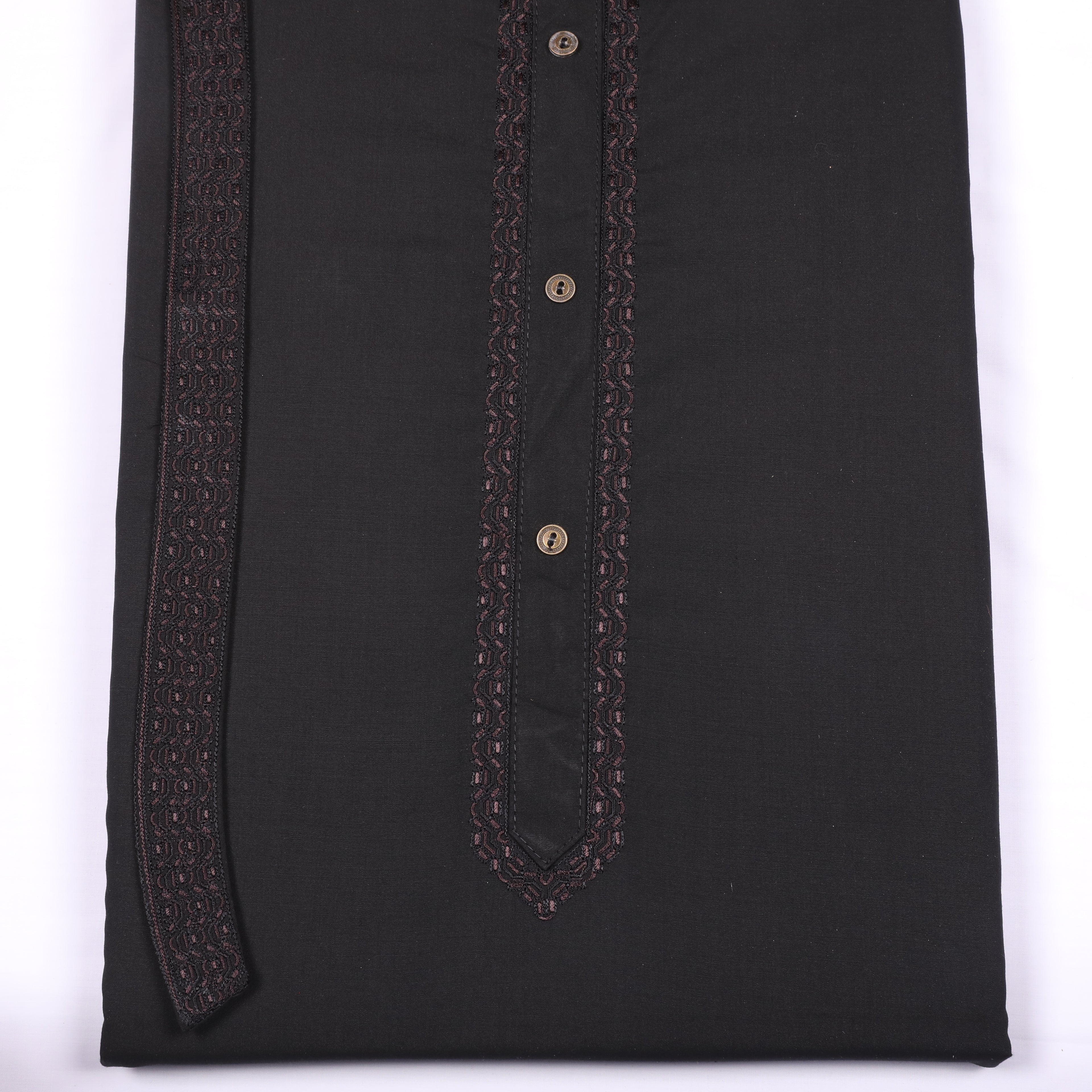 Rustam Black Suit Embroidery Wash & Wear - Chawla Fabrics