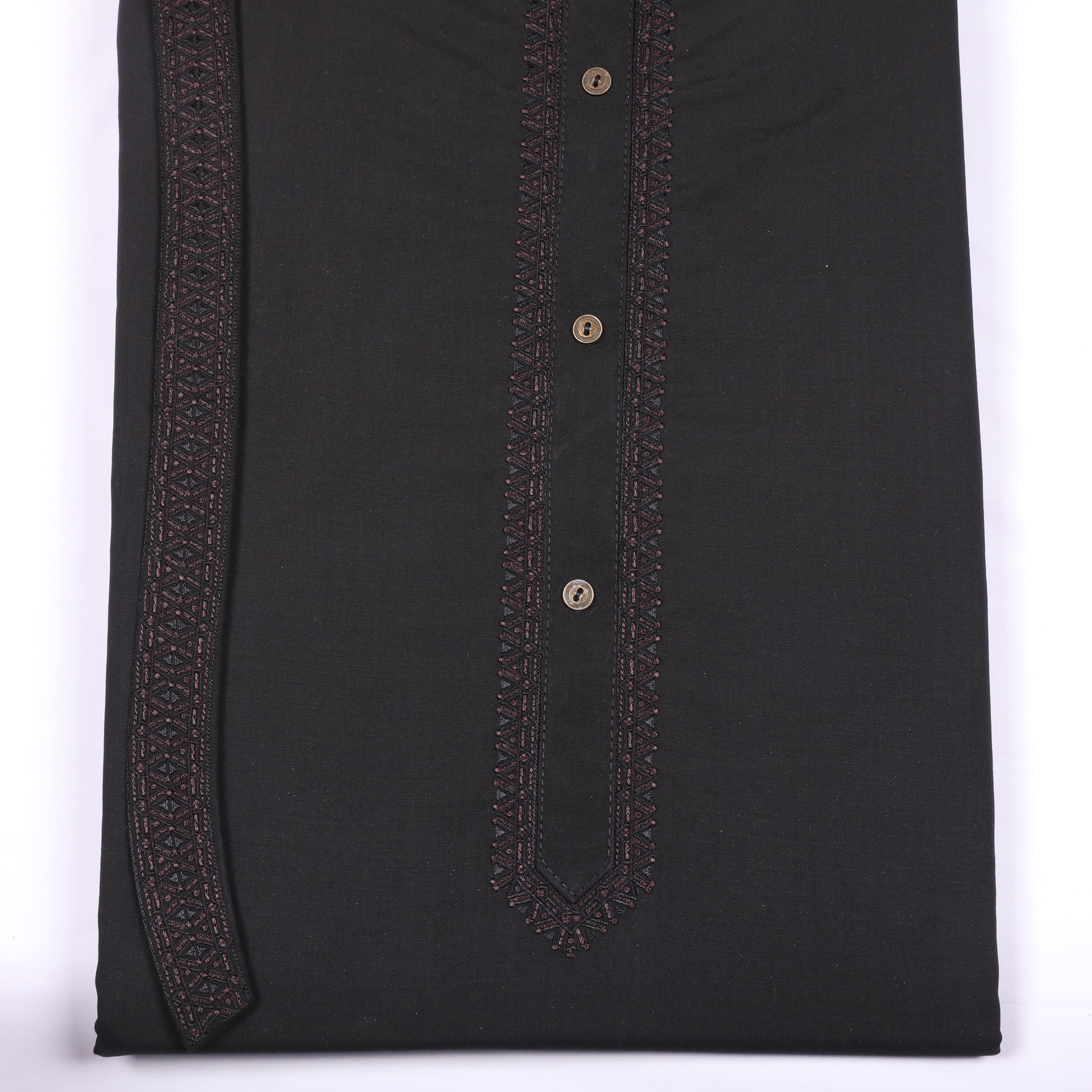 Rustam Black Suit Embroidery Wash & Wear - Chawla Fabrics