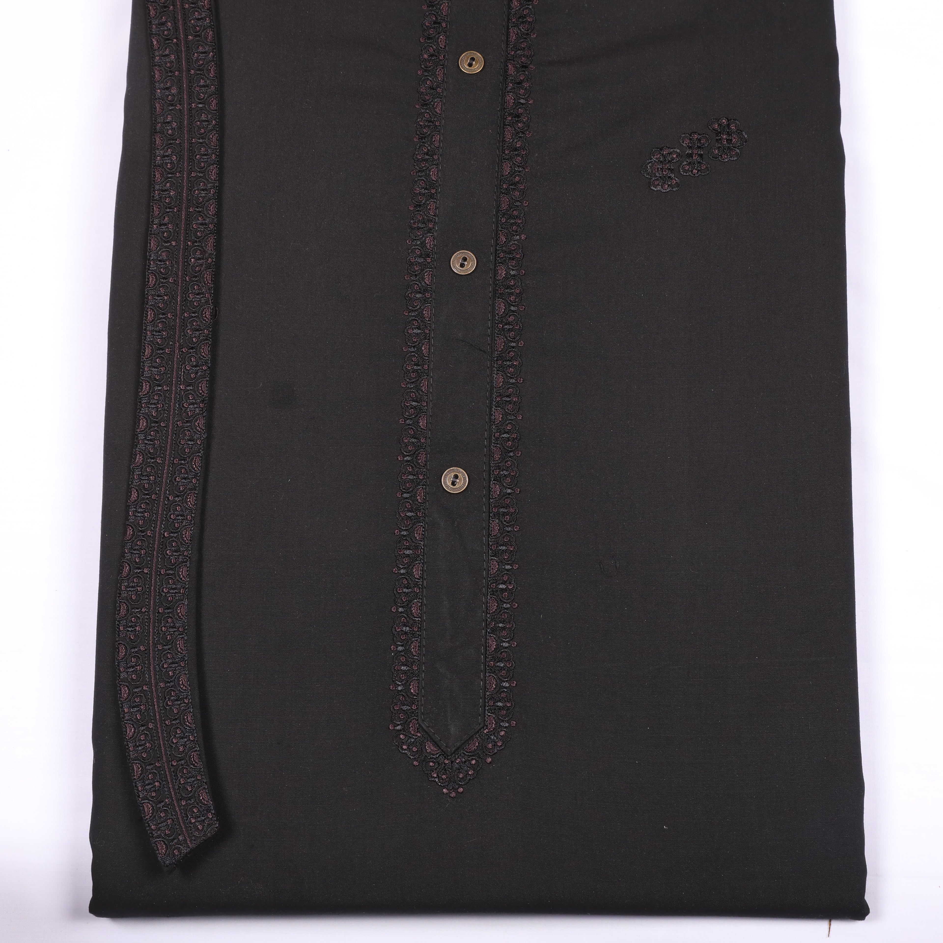 Rustam Black Suit Embroidery Wash & Wear - Chawla Fabrics