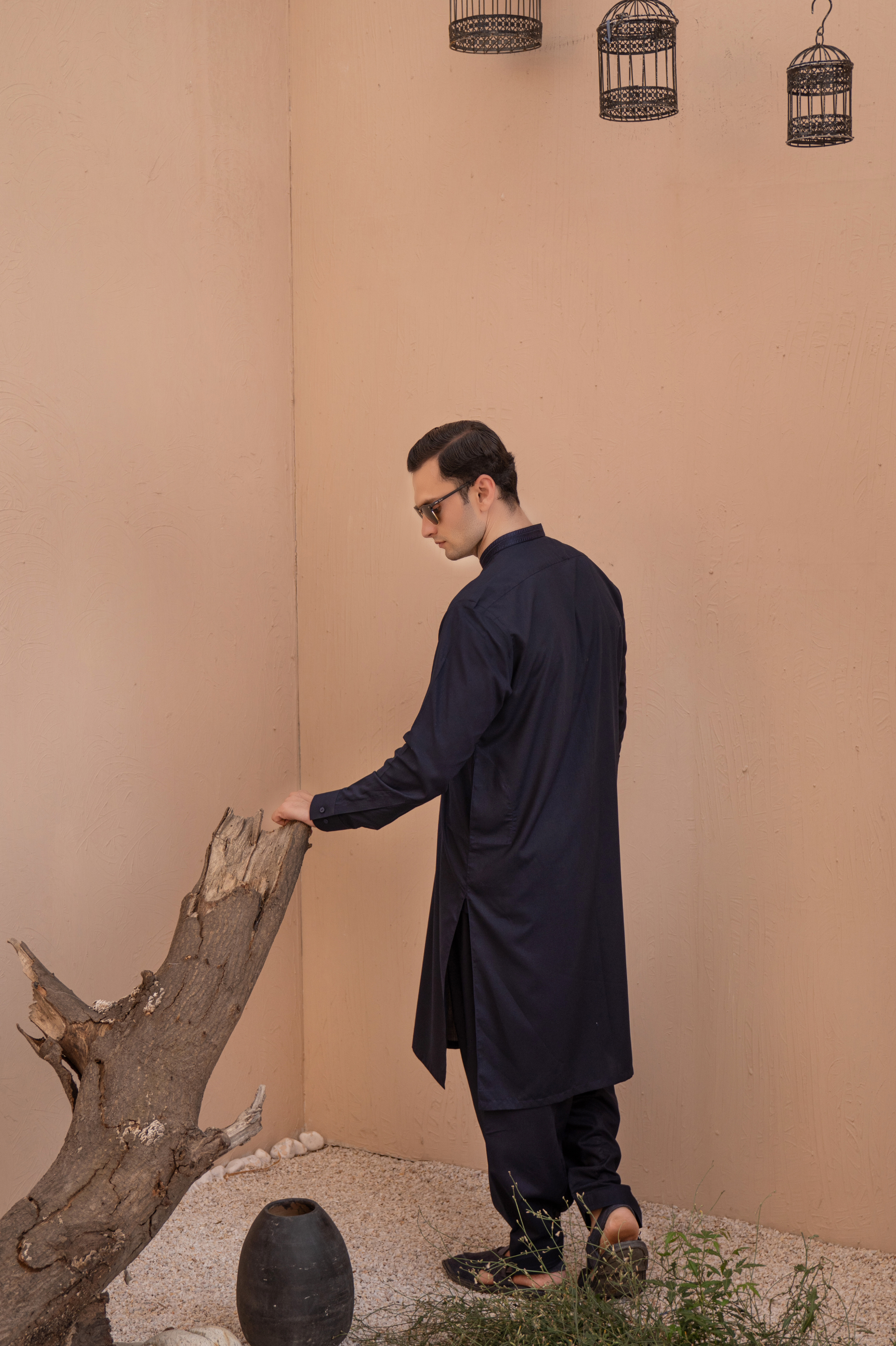 Prime Wash & Wear Embroidered Stitched Suit – Dark Blue