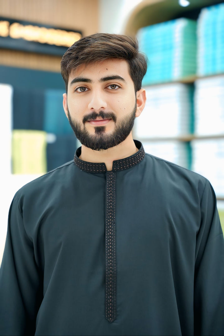 Prime Black Wash & Wear Embroidery Stitched Suit