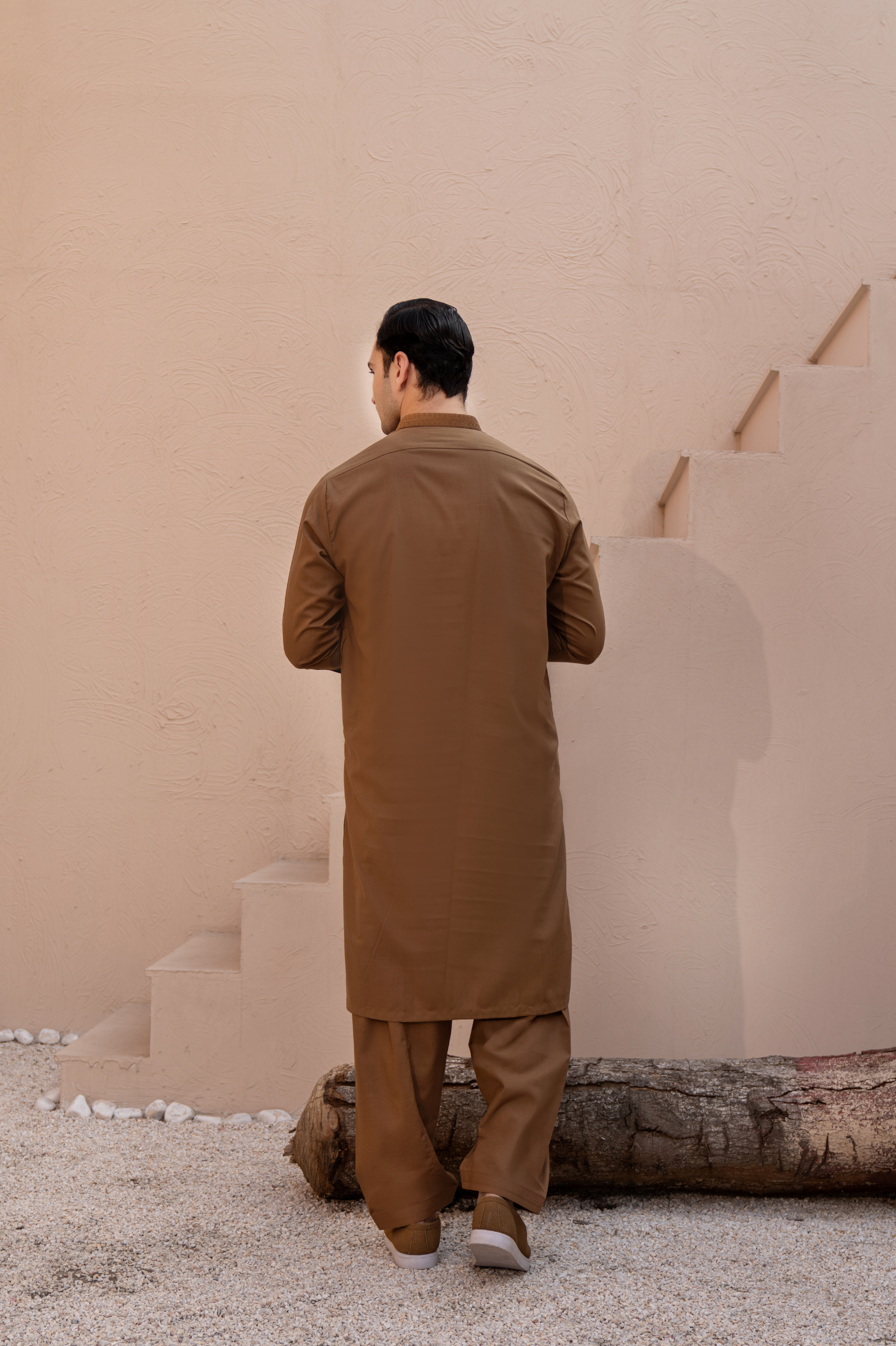Prime Wash & Wear Embroidered Stitched Suit – Coco Brown
