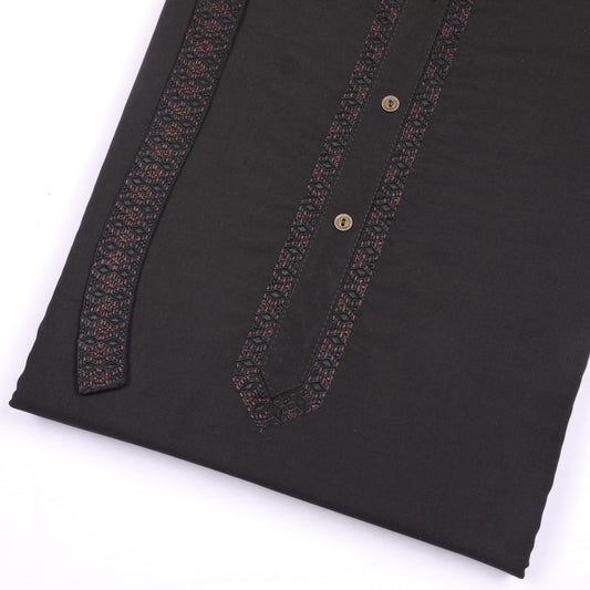 Alpine Black Wash & Wear Embroidery Suit