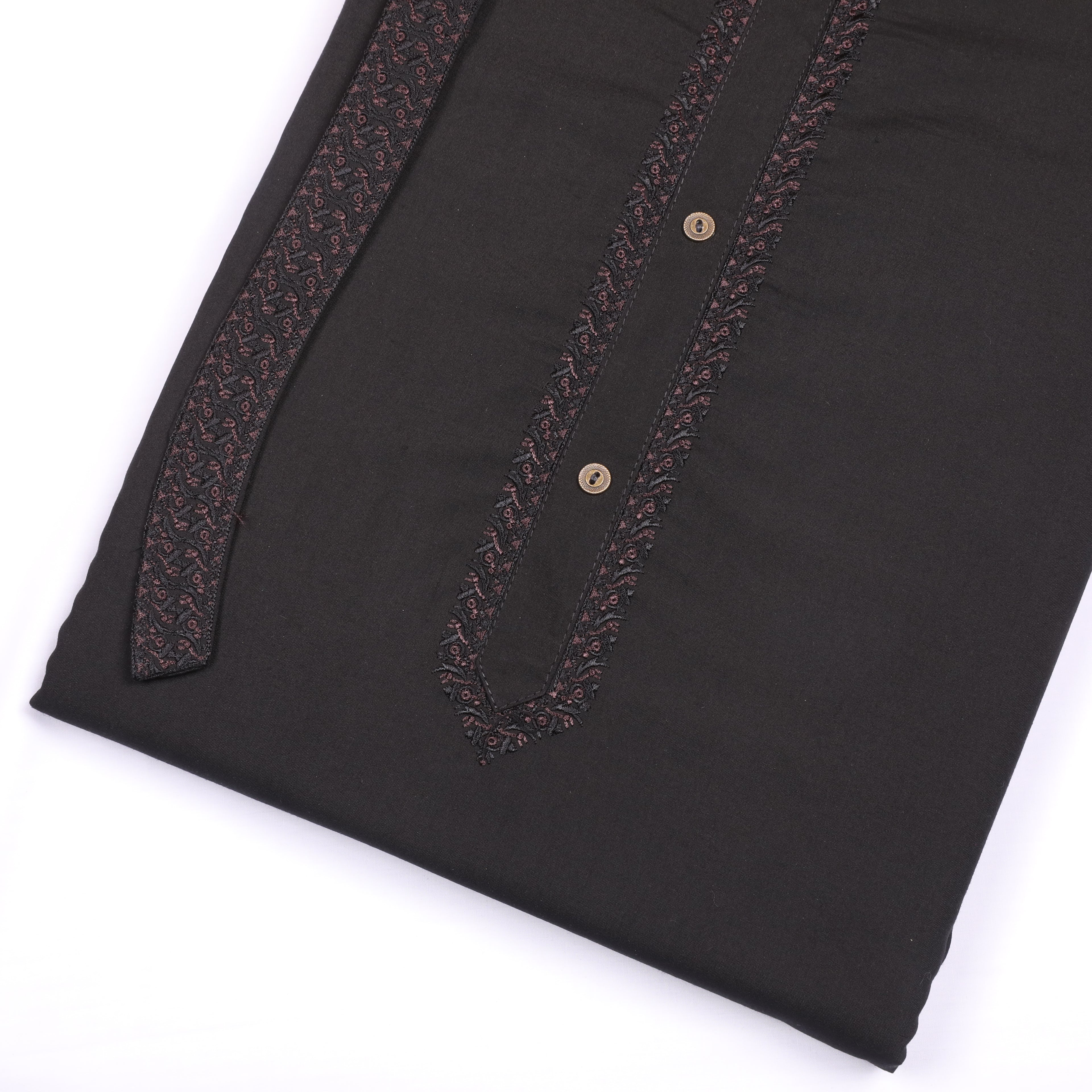 Alpine Black Wash & Wear Embroidery Suit - Chawla Fabrics
