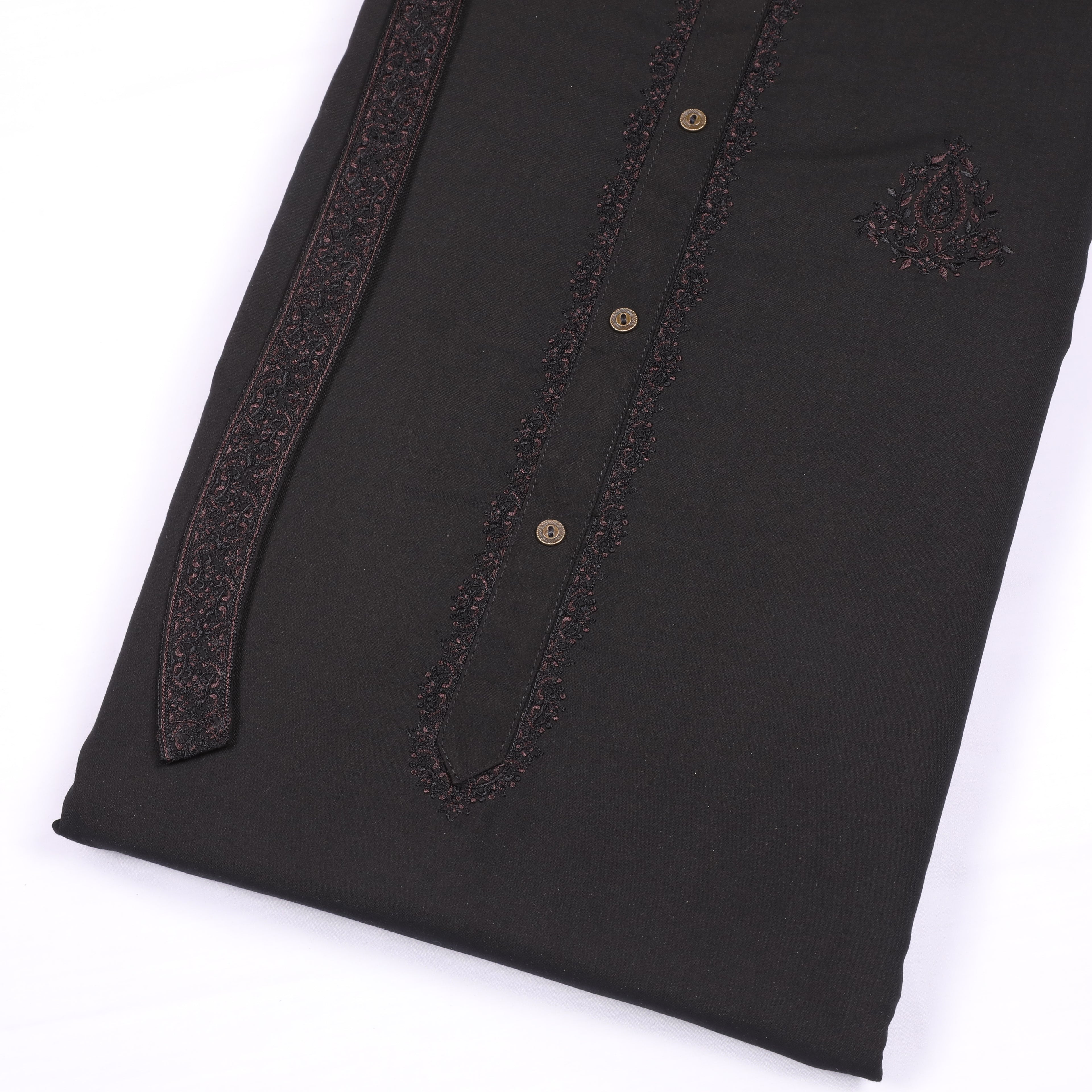Alpine Black Wash & Wear Embroidery Suit - Chawla Fabrics