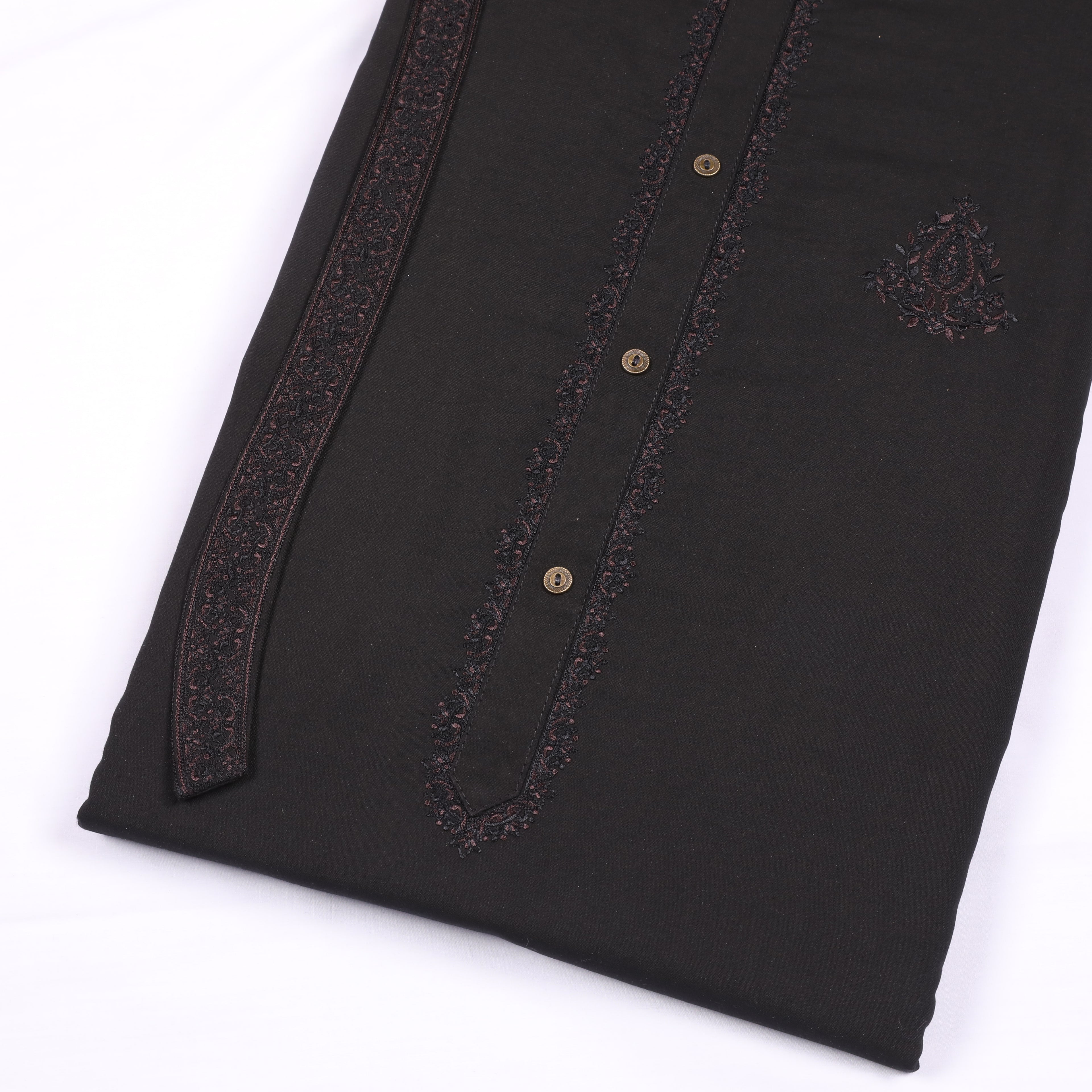 Alpine Black Wash & Wear Embroidery Suit - Chawla Fabrics