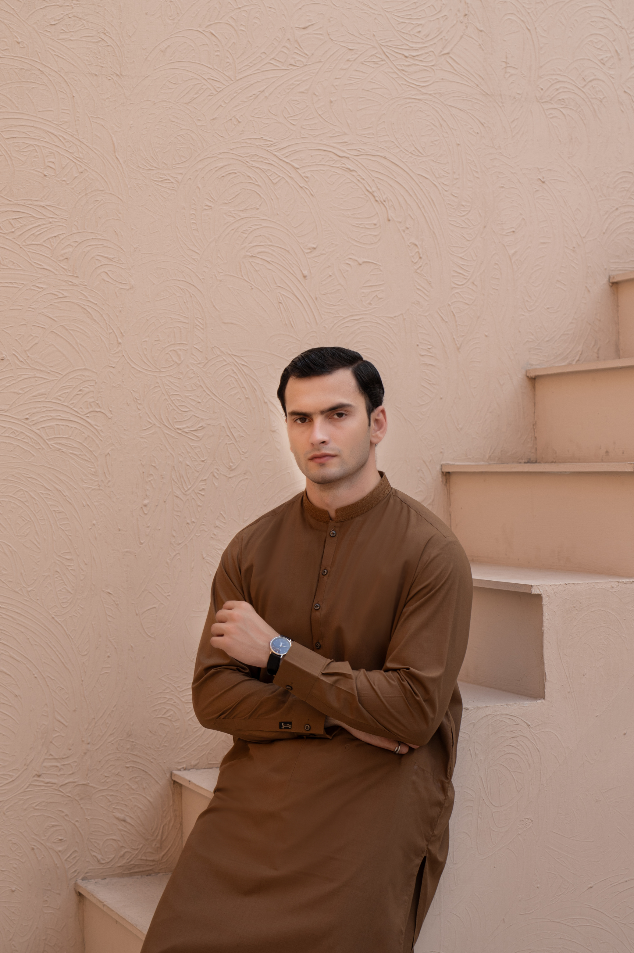 Prime Wash & Wear Embroidered Stitched Suit – Coco Brown