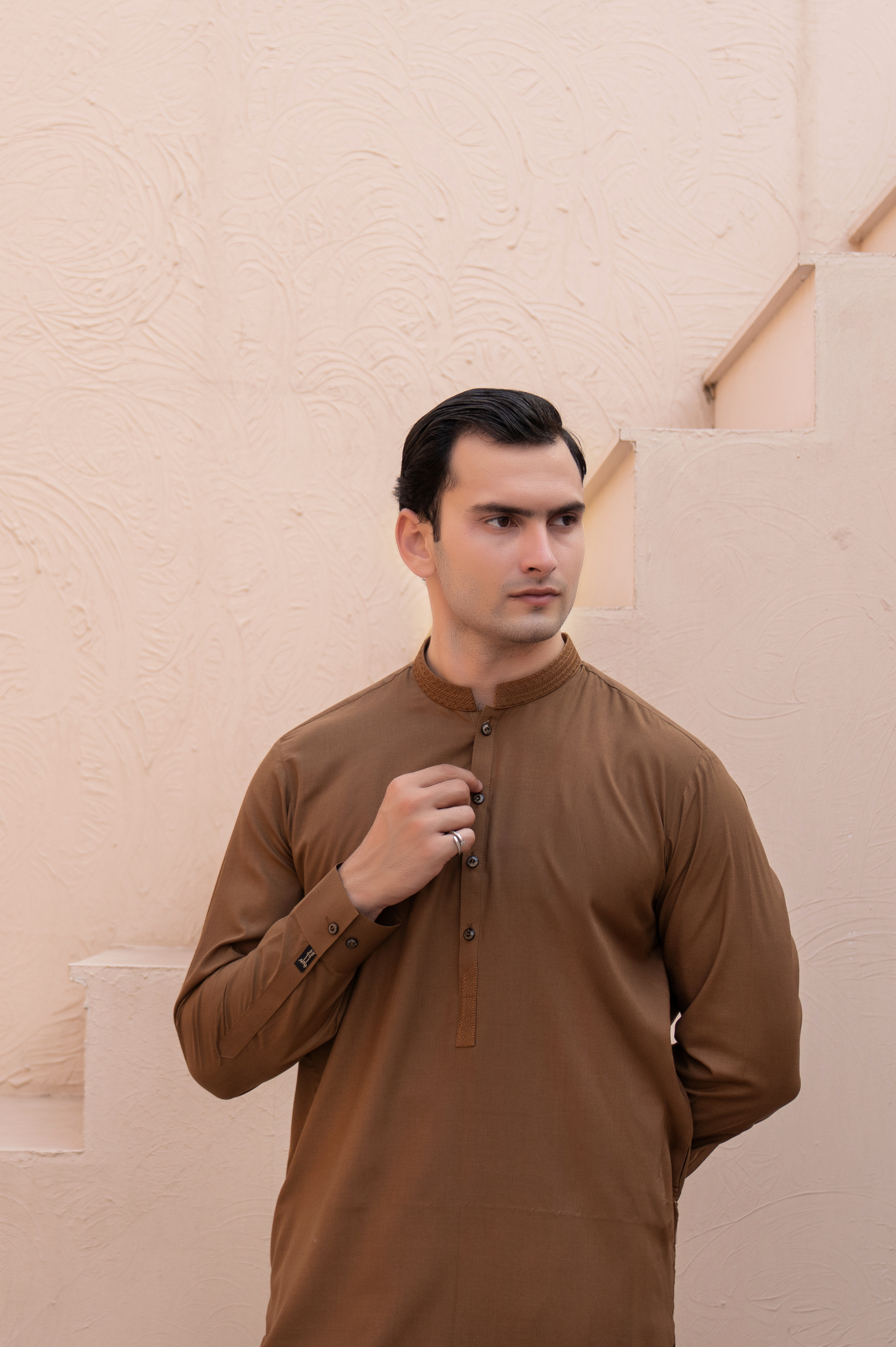 Prime Wash & Wear Embroidered Stitched Suit – Coco Brown