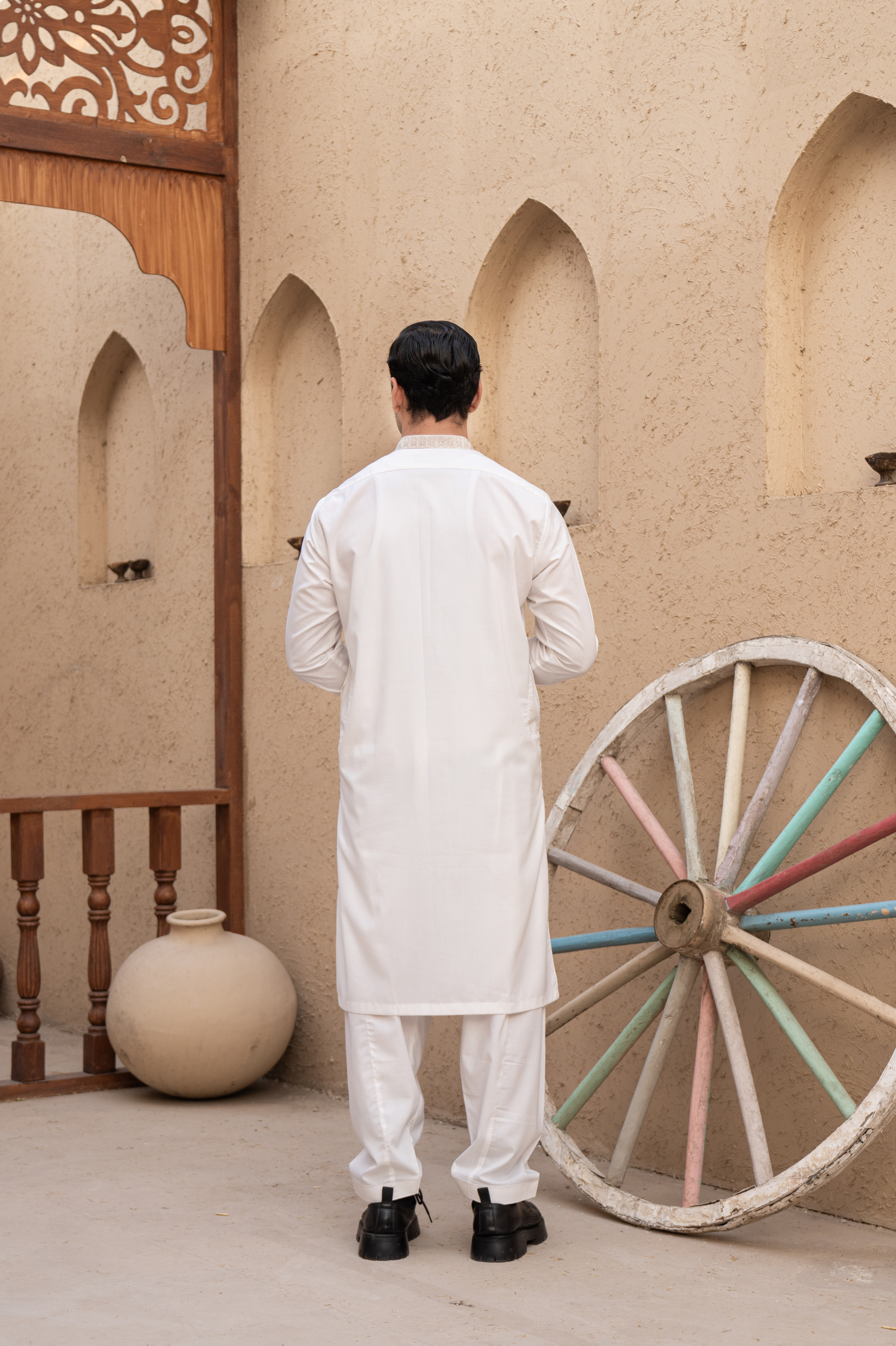 Prime Wash & Wear Embroidered Stitched Suit – Off-White