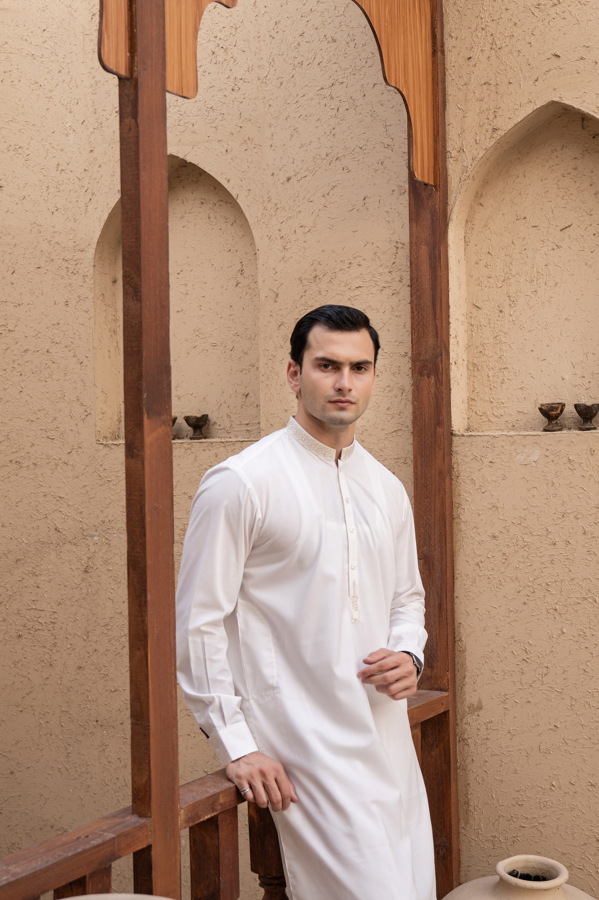 Prime Wash & Wear Embroidered Stitched Suit – Off-White