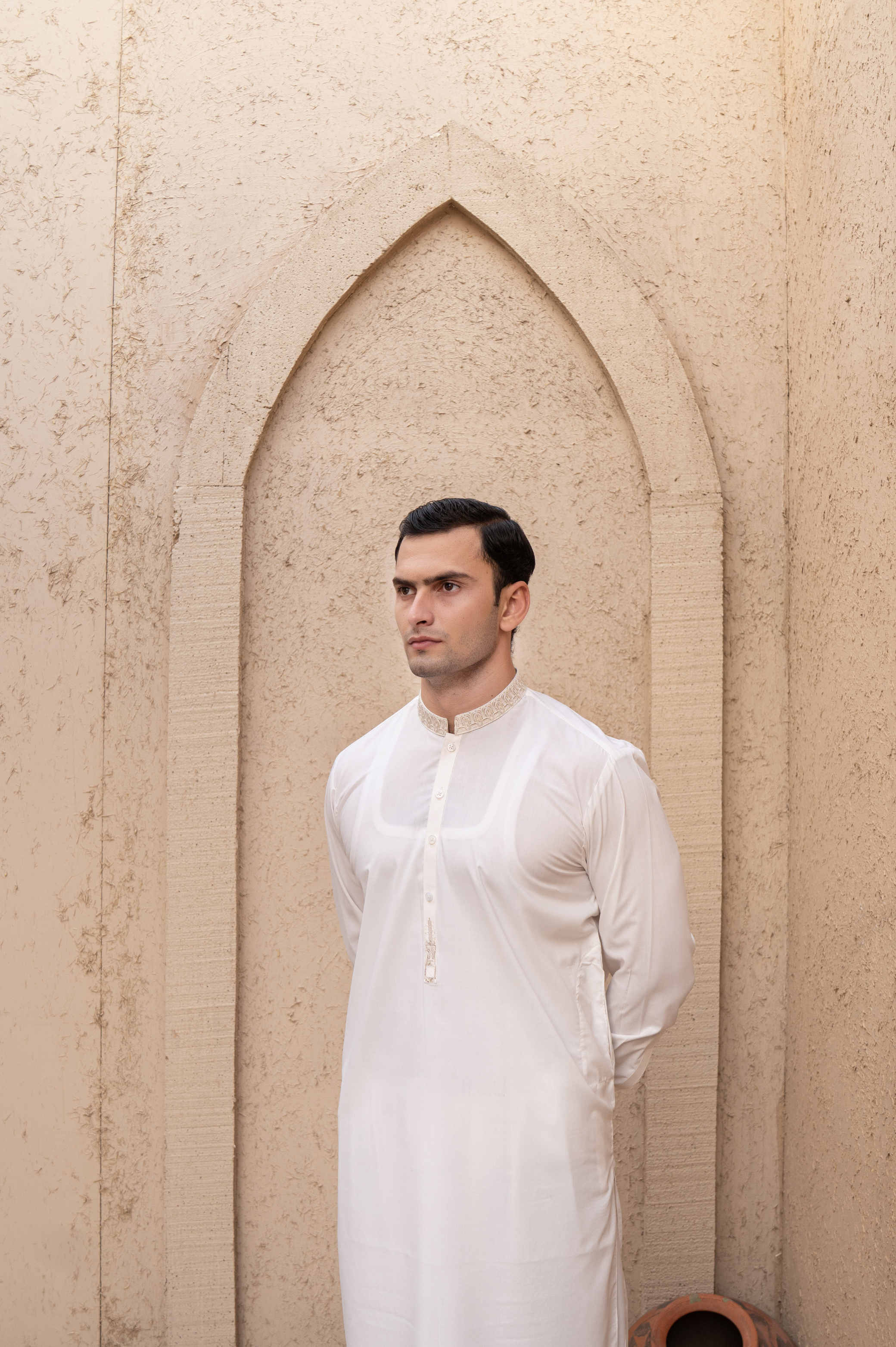 Prime Wash & Wear Embroidered Stitched Suit – Off-White
