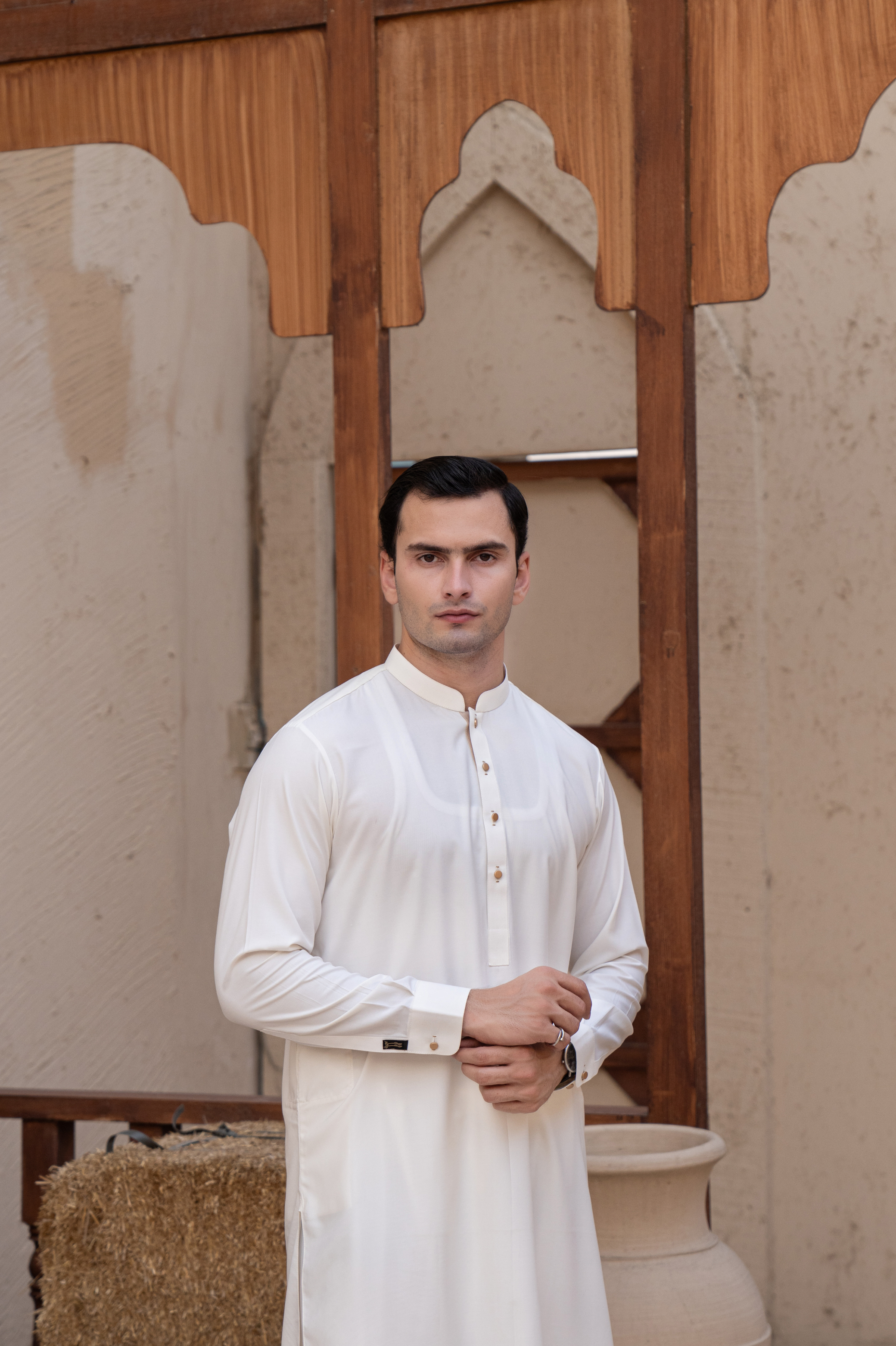 Prime Wash & Wear Plain Stitched Suit – Off-White