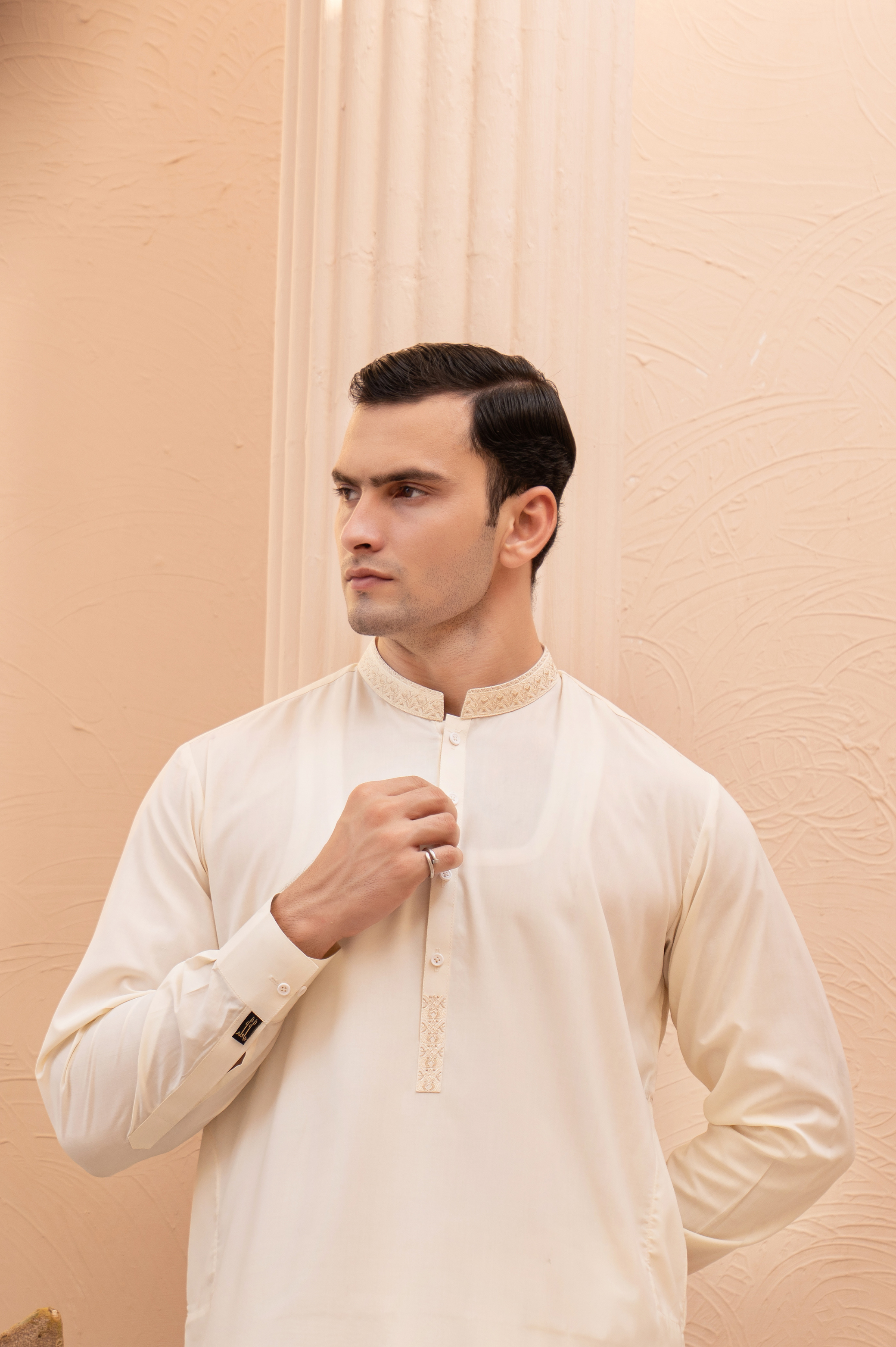 Prime Wash & Wear Embroidered Stitched Suit – Cream