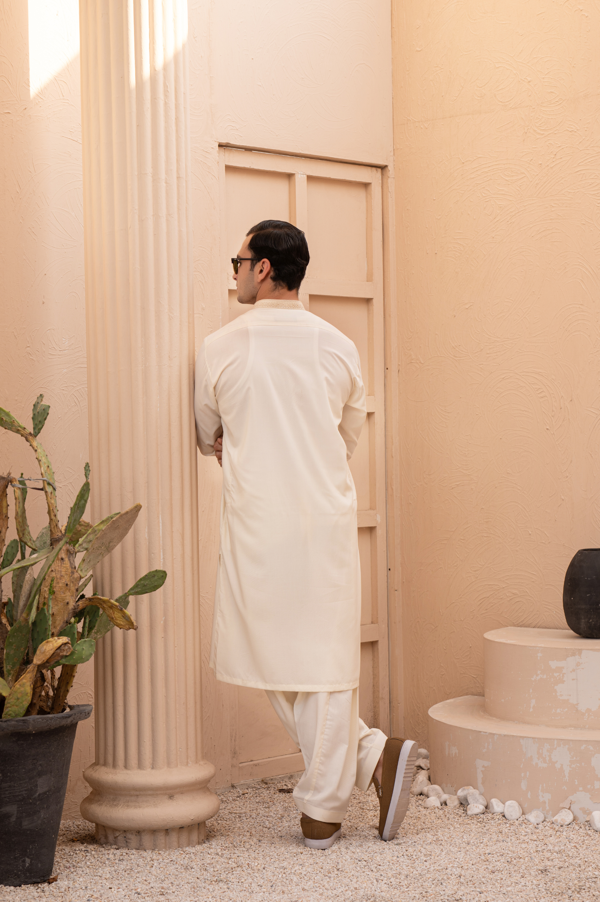 Prime Wash & Wear Embroidered Stitched Suit – Cream