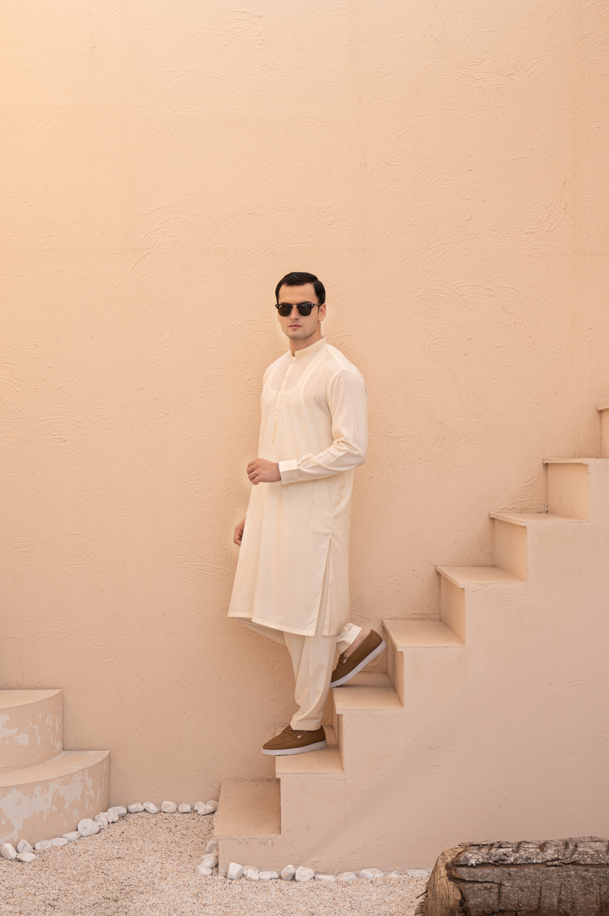 Prime Wash & Wear Embroidered Stitched Suit – Cream