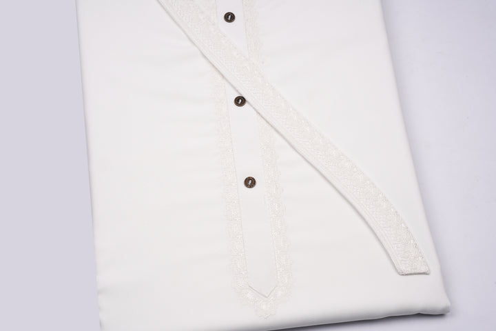 GMC Wash & Wear Embroidery Suit (Off-White)
