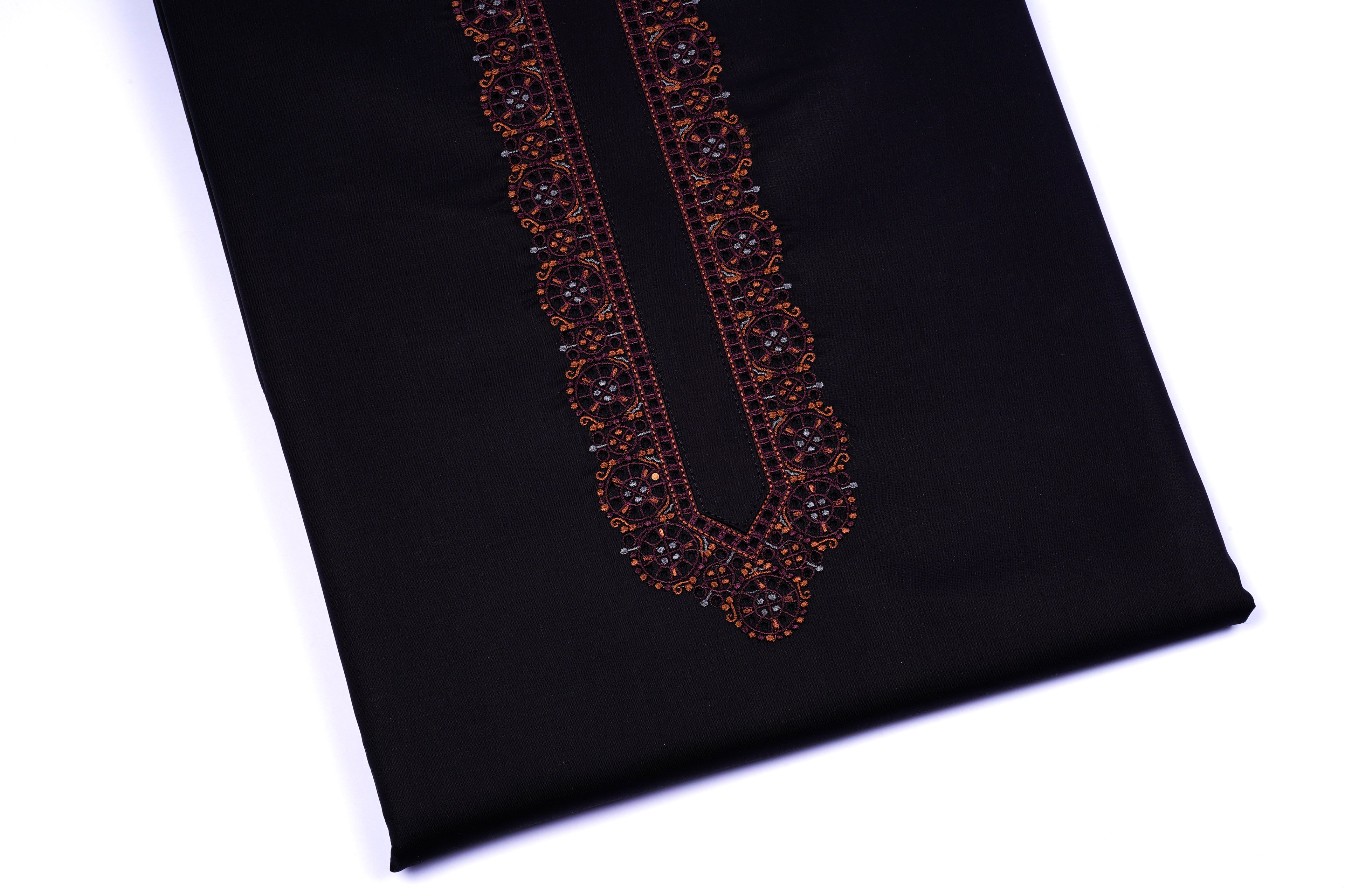 Pioneer Black Cotton Embroidery - Chawla Fabrics